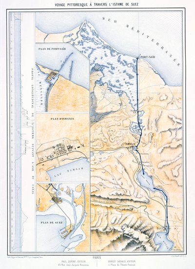 Map of the Suez Canal, c.1870 by A. Le Bealle